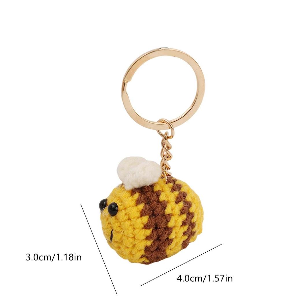 5pcs Fashion Woolen Knitting Little Bee Keychain DIY Handmade Bag Pendant Keyring for Friend Gifts Cartoon Cute Animal Key Chain