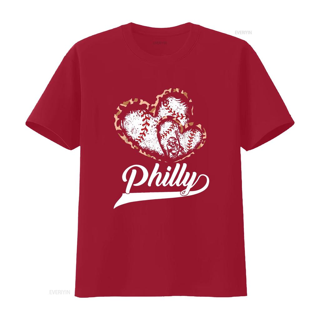 Vintage Philly Baseball Leopard Heart Fans T Shirt Black X Large vintage Washed designer clothes Breathable Stretched homme