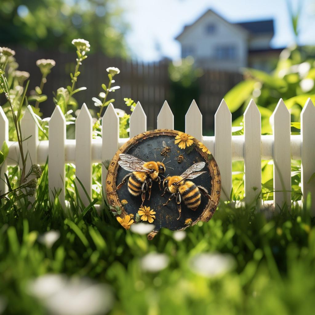 Алюминиевая табличка Ретро Весенний сад Пчелы Металлическая табличка Для улицы, помещения, ванной комнаты, офиса, бизнеса, Декор для мужской пещеры