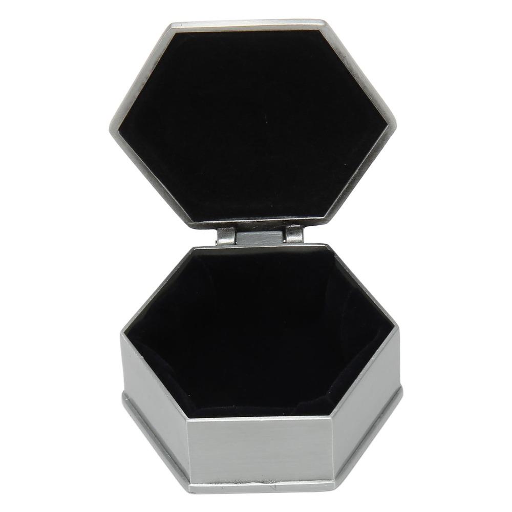 Zinc Alloy Metal Jewelry Box Emboss Sexangle Jewelry Storage Box For Women