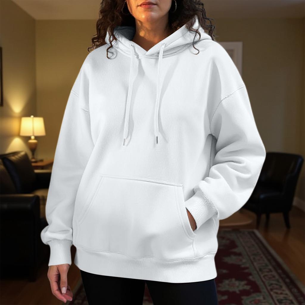 Women's Fashion Solid Color Casual Long Sleeve Hoodie