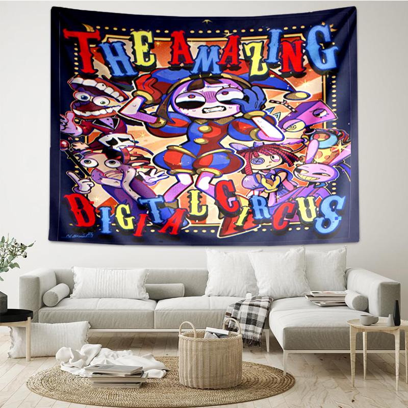 Amazing Digital Circus Tapestry, Unique Design Tapestry, Wall Decor for Bedroom,Livingroom, Playroom,Heartwarming Fan Holiday Gifts
