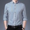 Men's Vertical Stripes Stretch Slim Business Long-Sleeved Shirt Male Clothes
