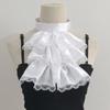 Detachable Ruffled Lace Fake Collar Lolita Necktie Scarf Collar Wrist Cuffs Layered Neck Collar Tie Clown Cosplay Ornaments