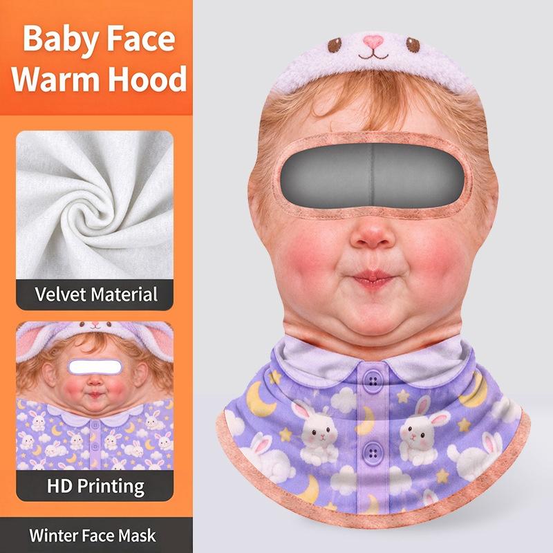 3D-лицо ребенка Напечатанная Дышащая Маска для Лица Полного Покрытия с Отверстиями для Глаз Эластичная Зимняя Маска-Чехол Унисекс