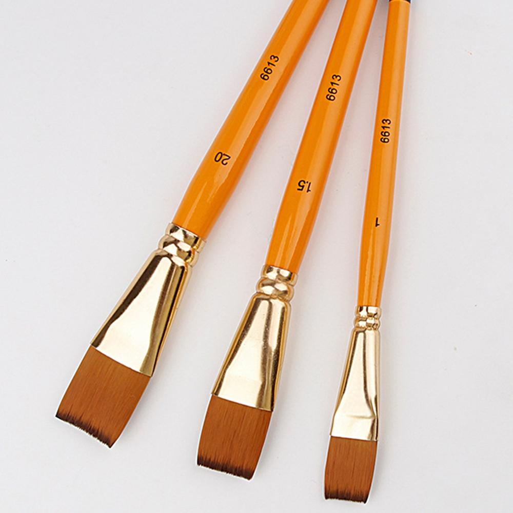3 шт./набор кистей для масляной живописи с большой плоской головкой, 3 цвета, короткий стержень, набор из нейлоновых ворсовых кистей для акварели, студенческие принадлежности для акрила