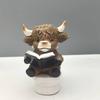 3Pcs Bathroom Highland Cow Figurine Bathing Reading Book Toilet Paper Highland Cattle Resin Statue Sculpture Decoration Ornament Calf Lovers Gifts
