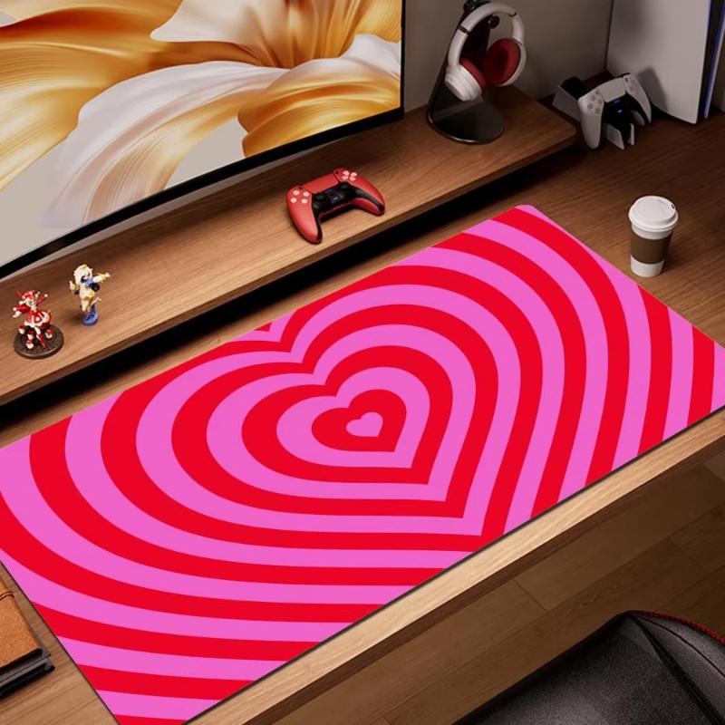 Pink Heart Swirl Kawaii Gaming Mouse Pad Large Extended Desk Mat Aesthetic NonSlip Desk Mat for Office Laptop