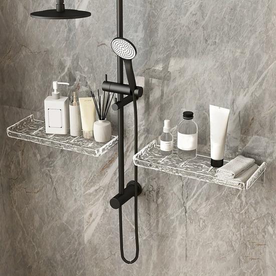 Стеллаж для хранения в ванной комнате, прозрачный акриловый волнистый дизайн, легко чистится, компактный настенный органайзер для мыла для ванной комнаты