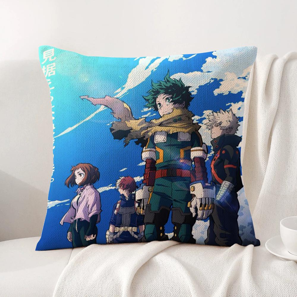 Чехол на подушку M-My Hero Academia Летняя прохлада Льняная ткань Двусторонний принт Наволочка Декор для дивана и дома Подарок