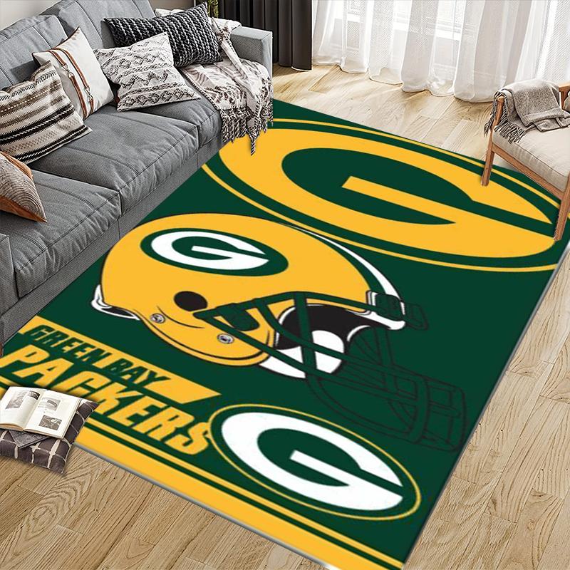 Green Bay Packers Beach Towel Football Pattern Soft Area Rug Non Slip Indoor Floor Carpet Sports Decor Mat for Bedroom