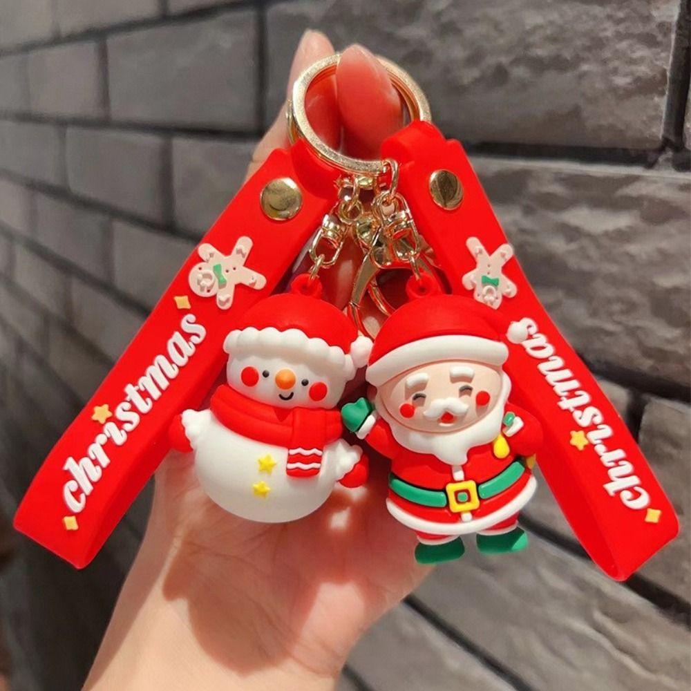 Ornaments Santa Claus Christmas Series Keychain 3D Doll Keychain Car Keys Ring New Year Keychain
