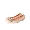 French Temperament Socialite Royal Sister Pointed Single Shoes Women's Low Heels Engagement Dress Bridesmaid Shoes Not Tired Feet Wedding Shoes Women