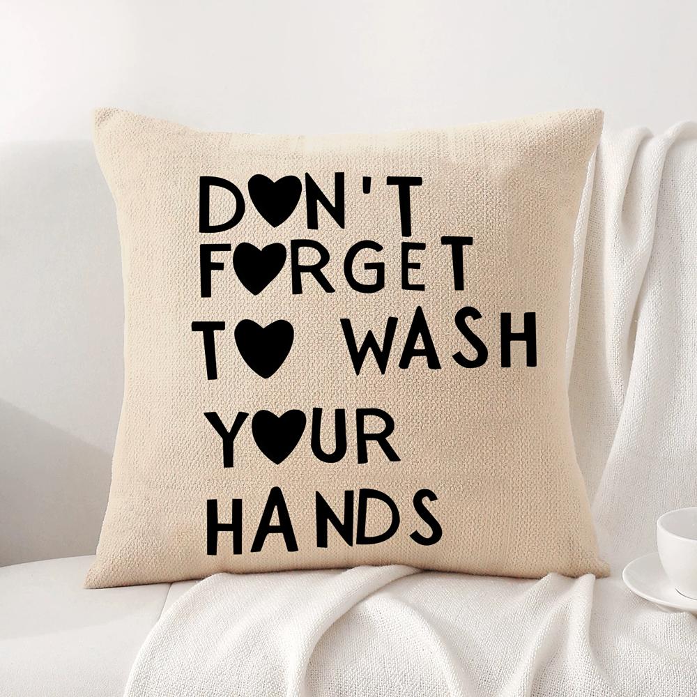 Aesthetic Black Kitchen Love Cushion Cover Natural Linen Organic Fabric Double-Sided Printing Sofa Home Decor Gift Pillow Cover