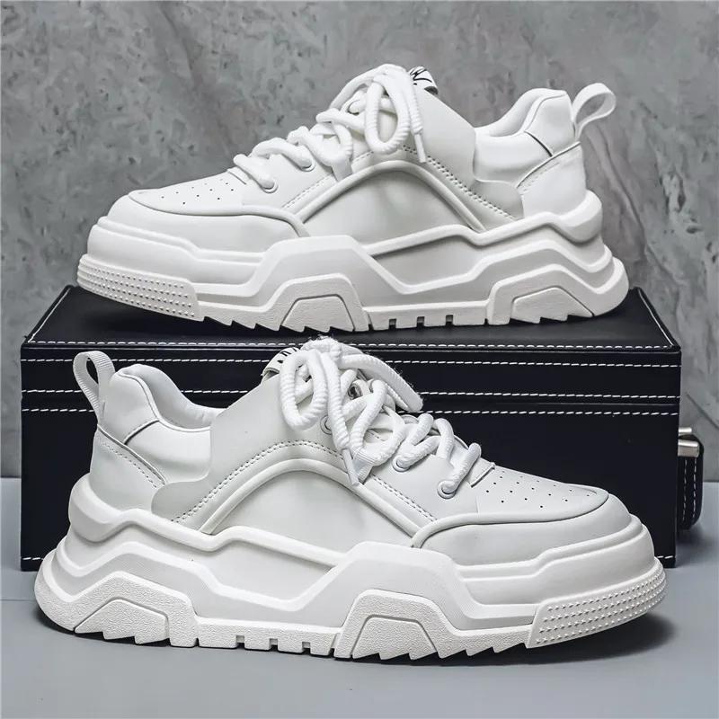 Массивные кроссовки мужские дизайнерские кроссовки модные повседневные из микрофибры кожа дышащие высокие туфли на плоской платформе белые туфли