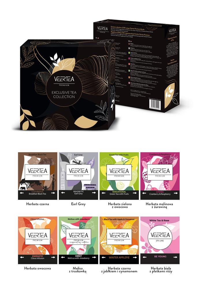 Veertea Elegant Black Tea Set 8 Flavors 200 Envelopes