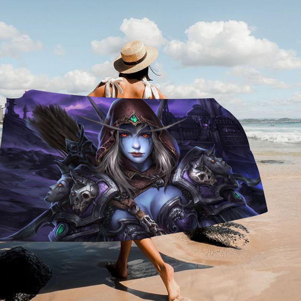 W-World Of W-Warcraft Пляжное полотенце Мультяшное Милое Летнее Детское Большое Для Ванны Бассейна Пляжное Полотенце Из Микрофибры Впитывающее Для Плавания Путешествий