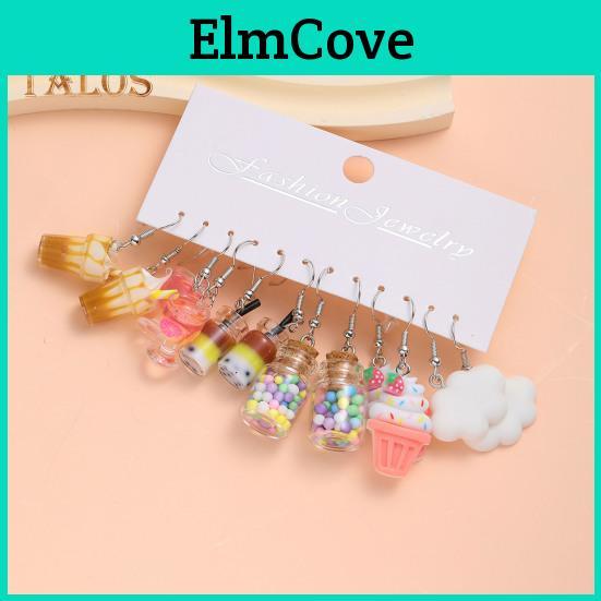 1 Cartoon Set Women Animal Earrings Different Shapes Drinking Bottle Hook Earrings Food Sweet Color Acrylic Dating Hanging Earrings