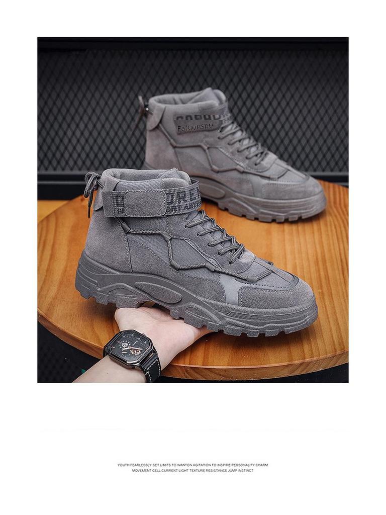 Мужские ботинки Martin на весну/осень — повседневная рабочая одежда с высоким берцем, корейский британский стиль.