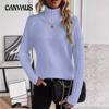 Autumn and Winter Women's Solid Colour Sweater High Neck Pullover Loose Solid Colour High Neck Sweater