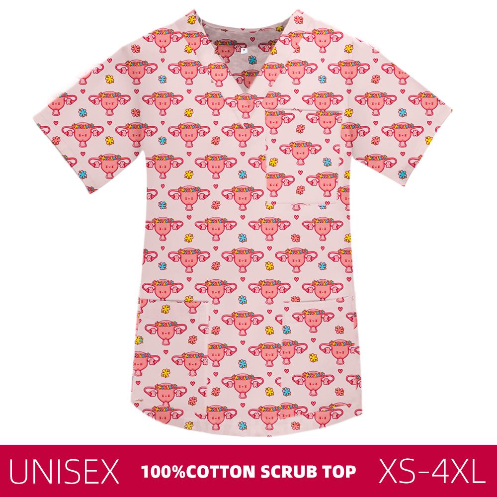 EWAKCOT медицинская униформа для медсестры и врача с принтом для женщин и мужчин, хирургические топы для кормления, стоматолога, шеф-повара, спа-салона красоты, рабочая блузка