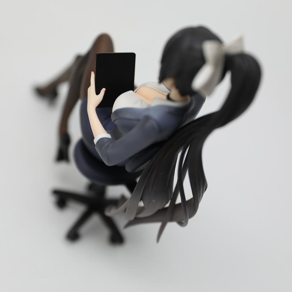 New Model Blue Beautiful Girl Secretary Figure Model PVC Bookshelf Computer Case Decoration Model