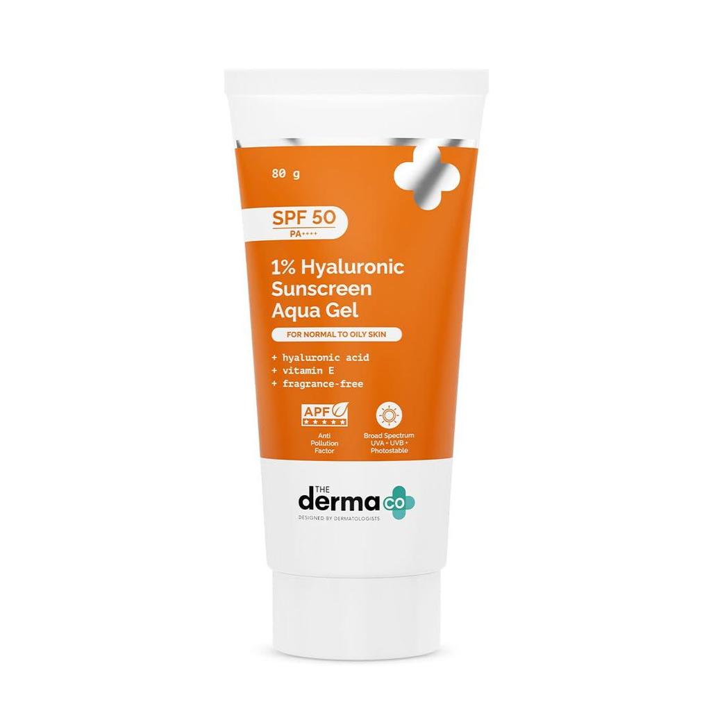 The Derma Co 1% Hyaluronic Sunscreen Aqua Gel SPF 50 PA++++ 80ml