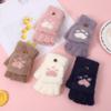 Korean Style Cat Paw Touchscreen Half-Finger Warm Gloves - Fleece-Lined Knitted Design for Students & Ladies