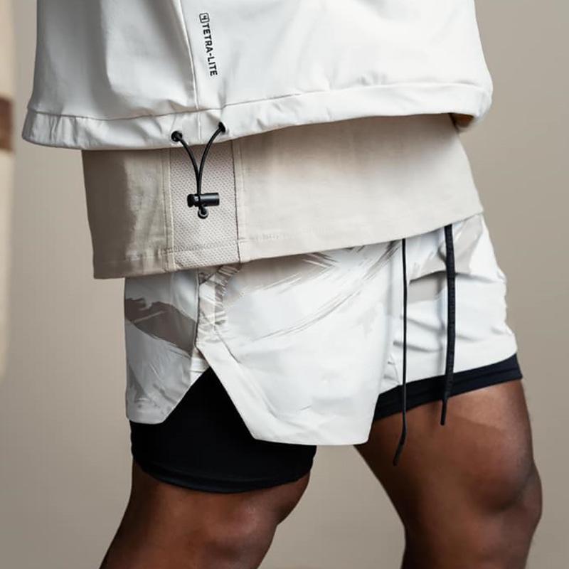 Трендовые летние мужские двухслойные дышащие спортивные шорты 2022 года для бега и езды на велосипеде