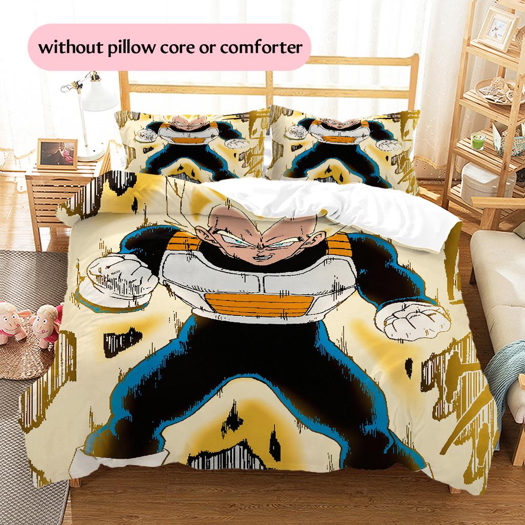 Vegeta Dragon Ball Pattern Bedding Home Decoration Birthday Gift (1 * duvet cover + 2 * pillowcase, without core)