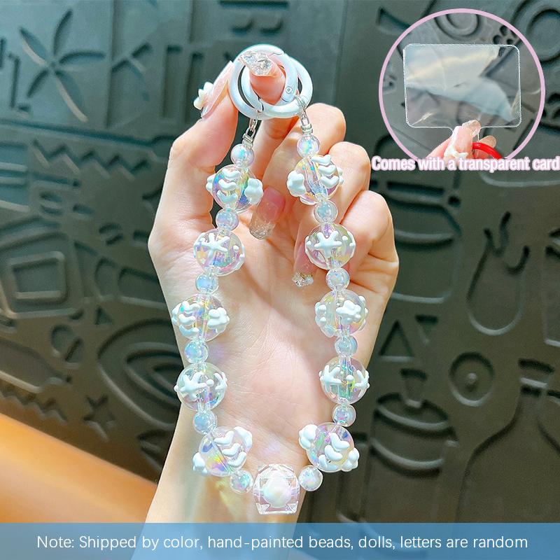 Цветные расписные бусины для телефона с картой, милые бусины, брелок, подвеска, ремешок на запястье, чехол для наушников, подвеска, декор для сумки