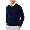 Men S Solid Color Round Neck Long Sleeve Pullover Knit Sweater