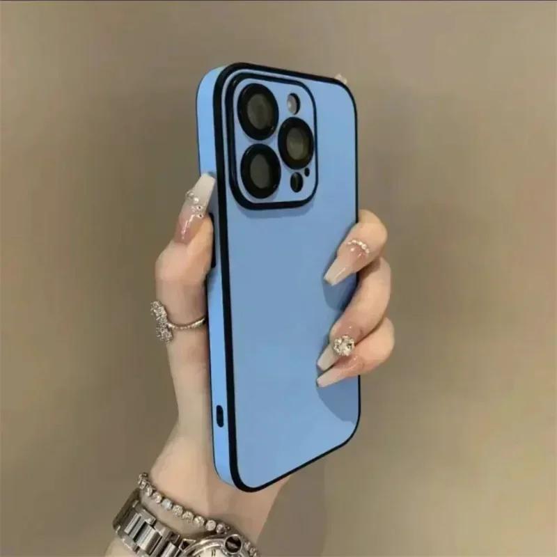 Роскошный кожаный цветной чехол для iPhone 17 Pro 16 15 14 Plus 13 12 11 Pro Max Мягкий силиконовый бампер Матовый ударопрочный простой чехол