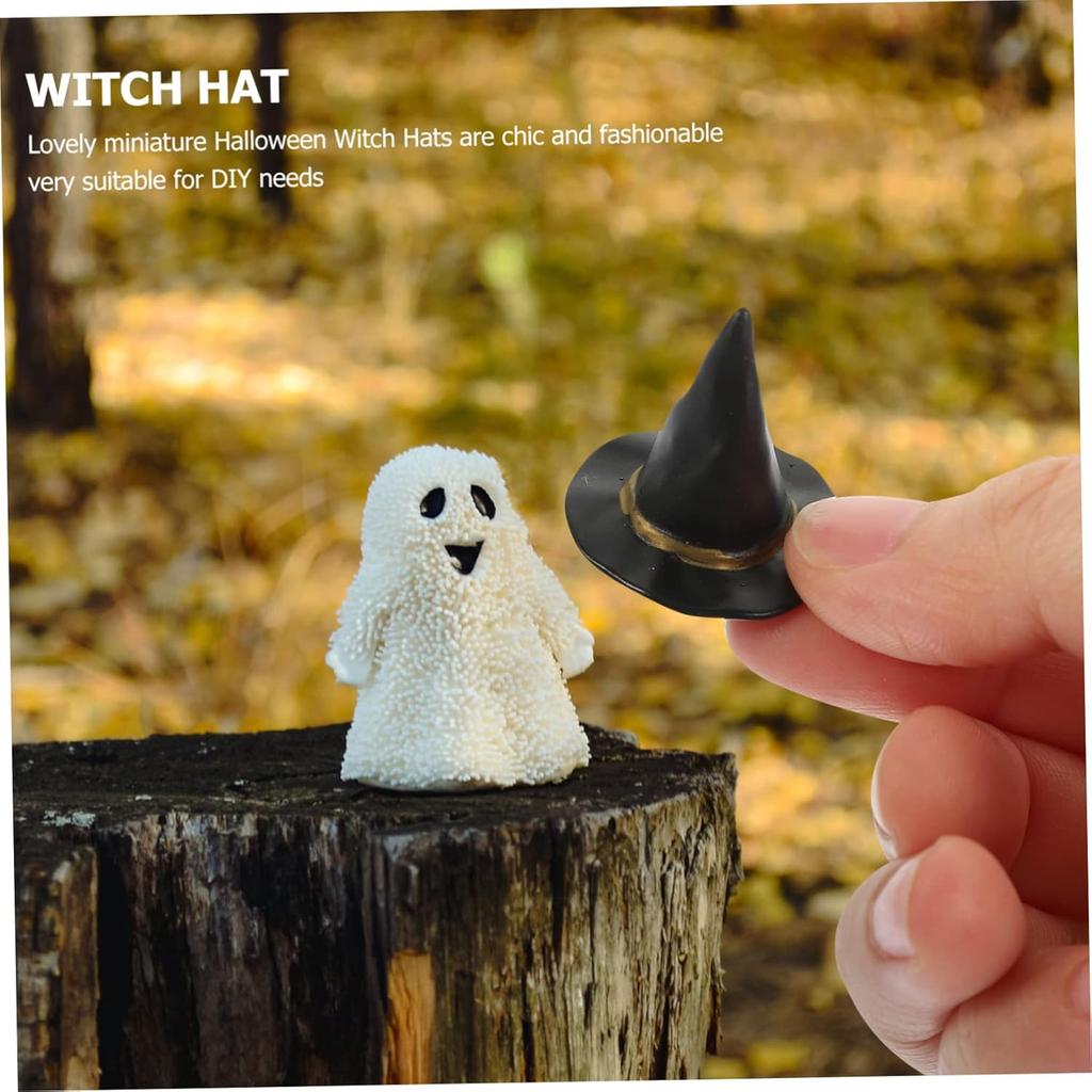 Wakauto 24 шт. Миниатюрные шляпы ведьмы для кукольного домика Мини-шляпы ведьмы на Хэллоуин Реквизит для кукольного домика Крошечные шляпы ведьмы для поделок