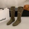 Inner height increase fashionable retro boots women's autumn and winter new stacked western cowboy knight boots