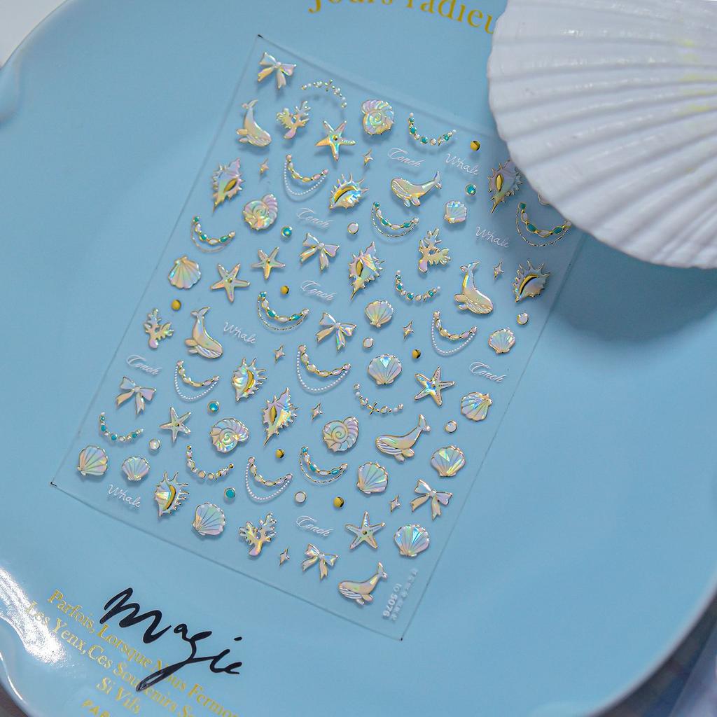 Shiny Blowing Bubble Nail Decorations Stickers 5D Shell Light Love Cat Bubble Transfer Slider Sticker DIY Manicure Decals