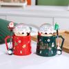 Newest Christmas Mugs Creative Planet Ceramic Cup with Lid and Santa Claus Spoon Xmas Gift Coffee Cup Water Cup For Home Office