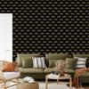 Black and gold tropical pattern wallpaper, black, ochre center, 50x1000
