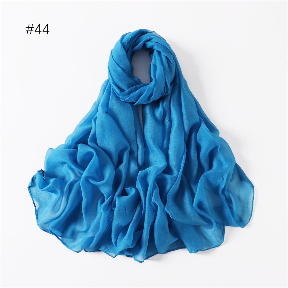 Women's Classic Bali Yarn Cotton-Linen Scarf: Breathable, Thin, Soft, Silk-Like, Solid Color.