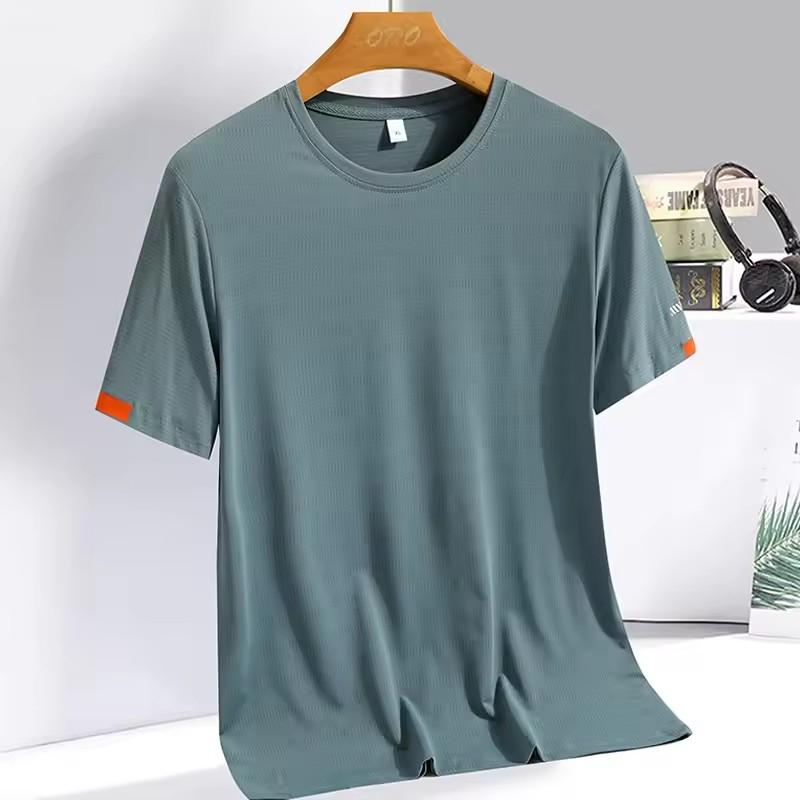 Men's Summer Sports Breathable T-shirt New Fashion Round Neck Simple Running Fitness Suit Thin Oversized Quick Drying Tee Shirts