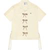 Adidas Originals X Clot Collaboration Bowling Fashion Minimalist Versatile Short Sleeve Shirt Unisex Shirts Off-White JP1599