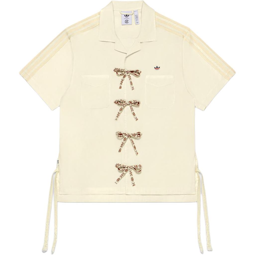 Adidas Оригиналы X Clot Коллаборация Боулинг Мода Минималистичная Универсальная Футболка с Коротким Рукавом Унисекс рубашки Молочно-белый JP1599