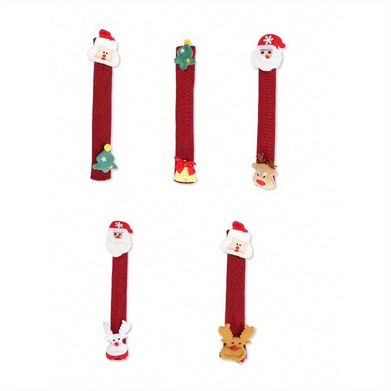 Рождественские чехлы на ручки духовки и холодильника, плюшевые декоративные чехлы с Санта-Клаусом и оленями - Кухонное праздничное украшение