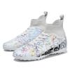 Plus Size Football Boots Man's High Ankle Outdoor Lawn Sneakers Cleats Long Spikes Teenager Soccer Shoes for Kids
