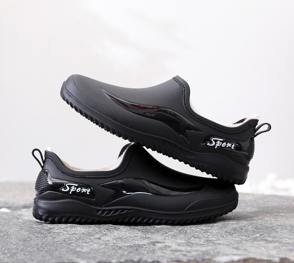 Low-top Rain Shoes, Water Shoes for Men and Adults, Warm and Waterproof Shoes, Shallow-mouth Overshoes, Non-slip Short Work Rubber Shoes