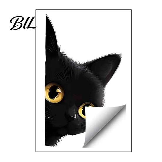 Funny Pet Pattern Wall Clings Cute Cat Light Switch Decal, Cartoon Black Peeking Sticker, Peel Decals And Stick Sticker for Nursery Living Room