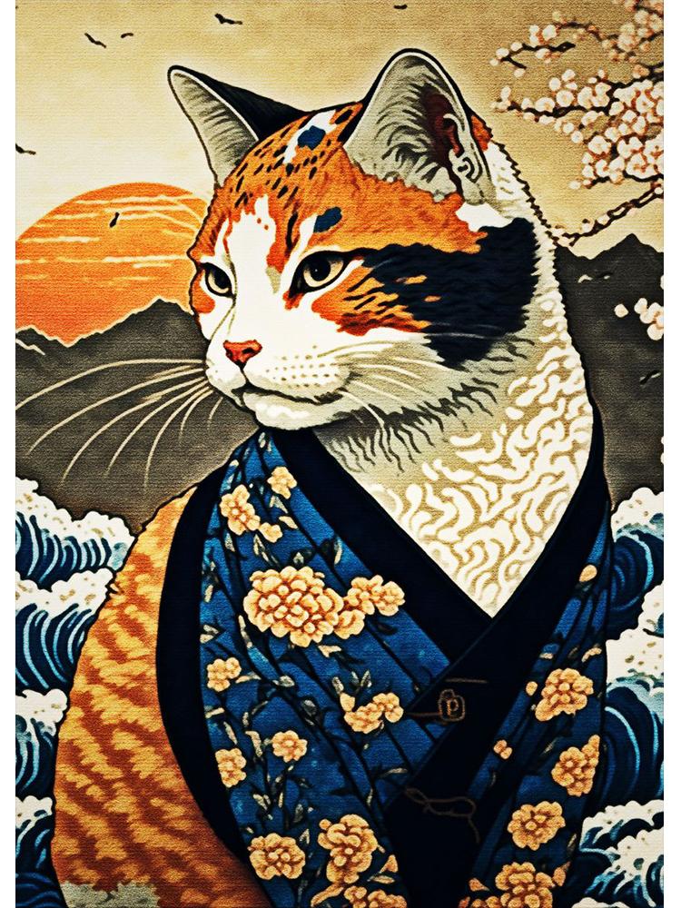 Ретро японский самурай кошка собака плакат холст картина скандинавское настенное искусство для современной гостиной украшение дома