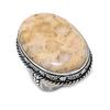Fossil Coral Gemstone 925 Sterling Silver Jewelry Ring Size 9