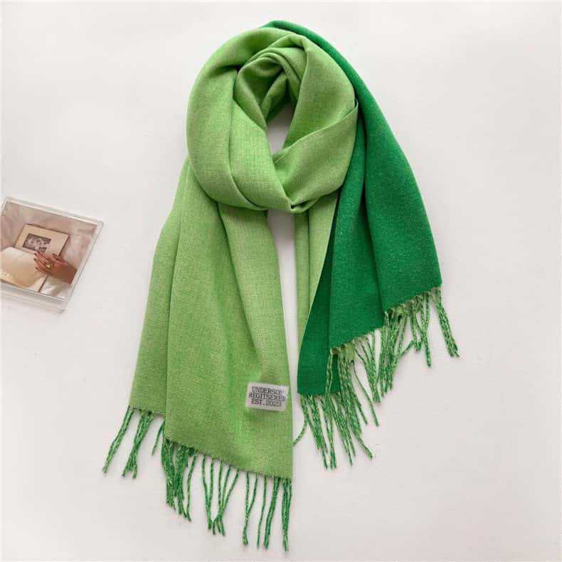 2024 Autumn/Winter New Thickened Warm Solid Color Double Sided Two Tone Tassel Imitation Cashmere Scarf, High Grade Shawl Neck
