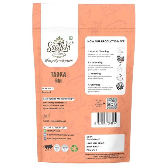 Saatyaki Naturals Organic Mustard Seeds - 500gm |Pure , Chemical & Pesticides Free Mohri/Kadugu/Avalu/Sarso for Cooking, Pickling, and Seasoning